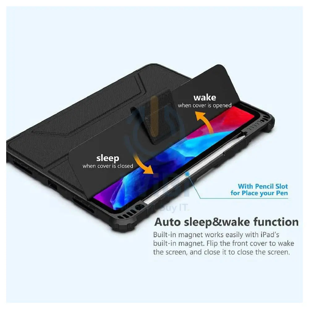 Nillkin Rugged Leather Case for iPad 10.2 2019/2022 With Camera Cover Pencil Holder Cover Shockproof Tablet case
