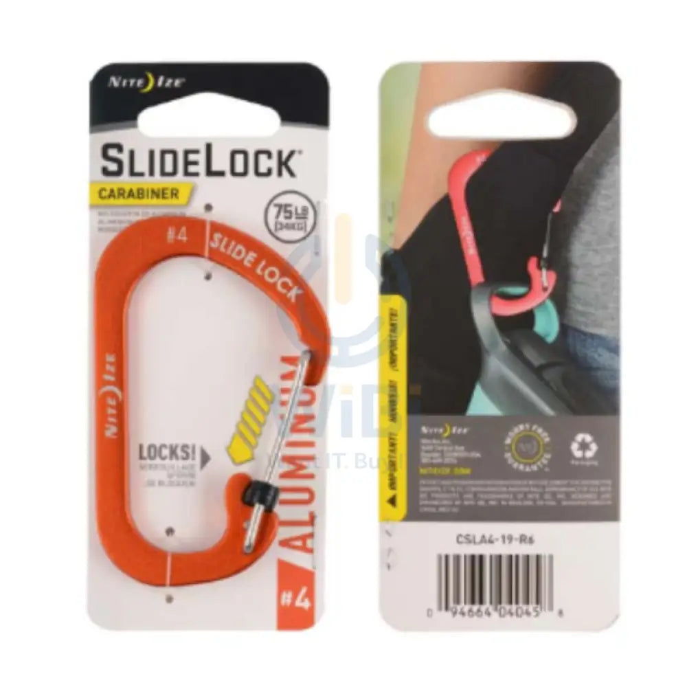 NiteIze Aluminum #4 SlideLock Carabiner - Orange Cool Gadgets