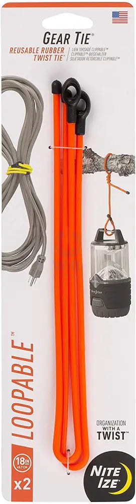 NiteIze Gear Tie® Loopable™ Twist Tie 18 in. - 2 Pack - Bright Orange Accessories > Other Accessories