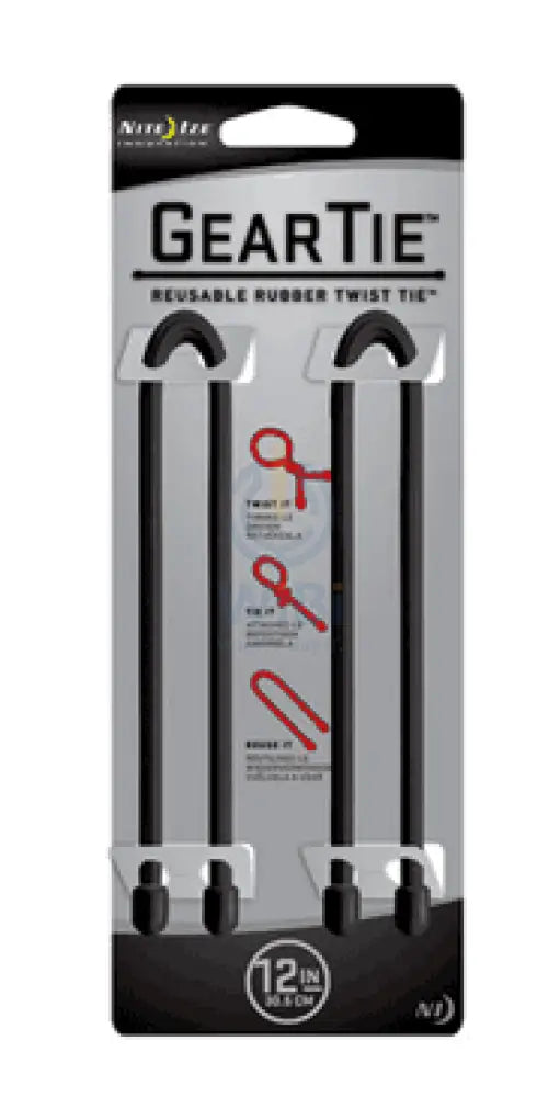 NiteIze Gear Tie® Reusable Rubber Twist Tie 12 in. - 2 Pack - Black Accessories > Other Accessories