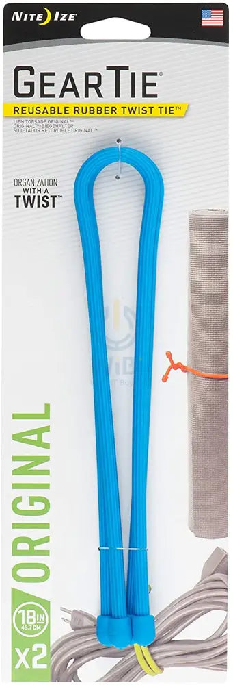 NiteIze Gear Tie® Reusable Rubber Twist Tie™ 18 in. - 2 Pack - Bright Blue Accessories > Other Accessories