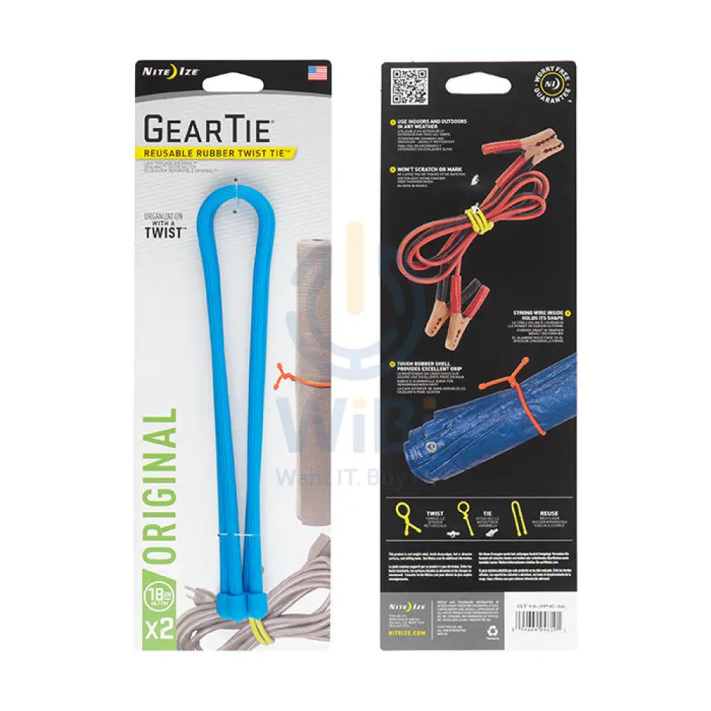 NiteIze Gear Tie® Reusable Rubber Twist Tie™ 18 in. - 2 Pack - Bright Blue Accessories > Other Accessories
