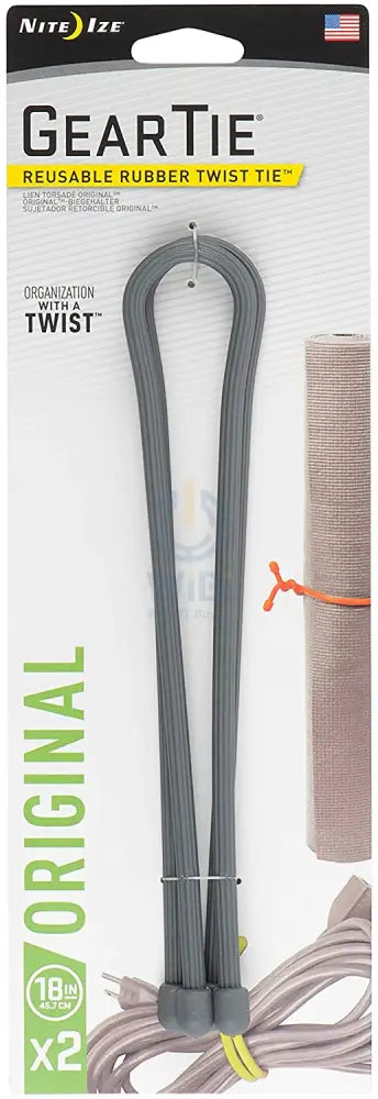 NiteIze Gear Tie® Reusable Rubber Twist Tie™ 18 in. - 2 Pack - Charcoal Accessories > Other Accessories