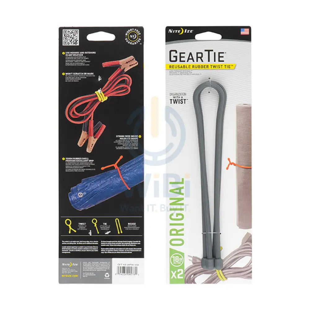 NiteIze Gear Tie® Reusable Rubber Twist Tie™ 18 in. - 2 Pack - Charcoal Accessories > Other Accessories