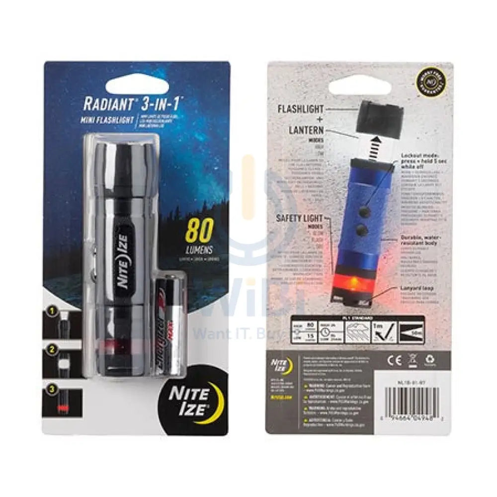 NiteIze Radiant® 3-in-1™ Mini Flashlight - Black Accessories > Smart Devices