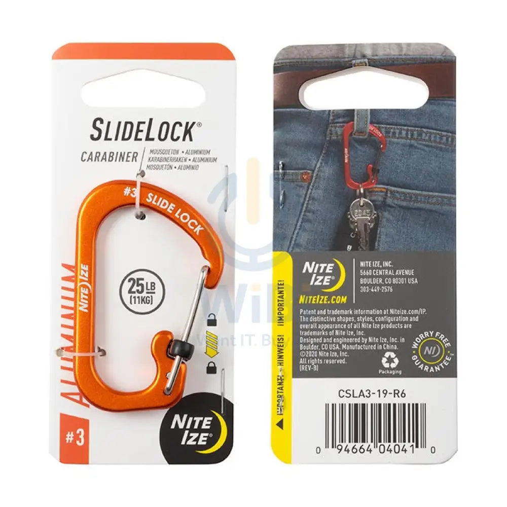 NiteIze SlideLock® Carabiner Aluminum #3 - Orange Accessories > Other Accessories