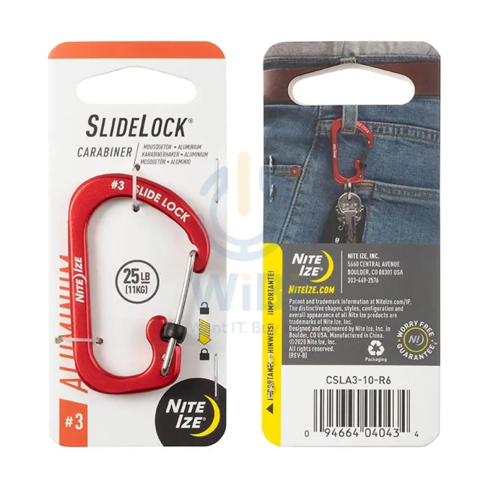 NiteIze SlideLock® Carabiner Aluminum #3 - Red Accessories > Other Accessories