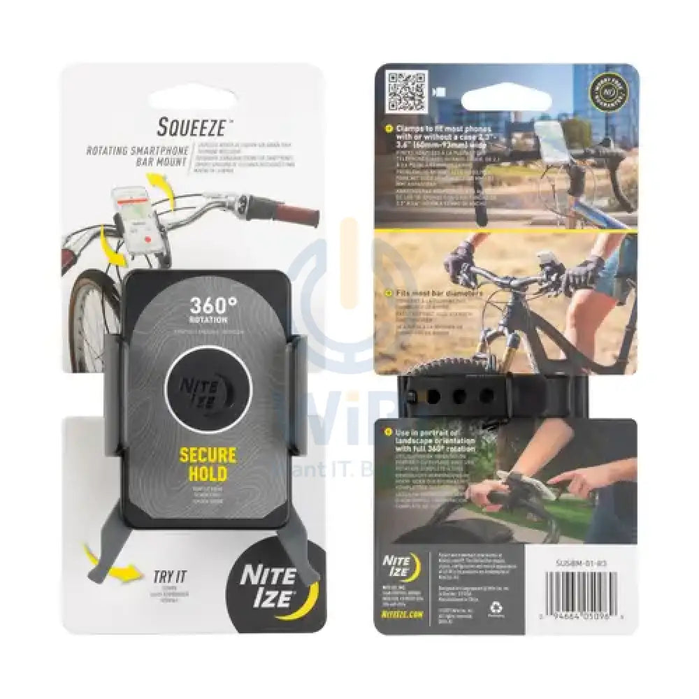 NiteIze Squeeze™ Rotating Smartphone Bar Mount for Bikes - Black Accessories > Mobiles & Tablets > Mobiles > Mobile