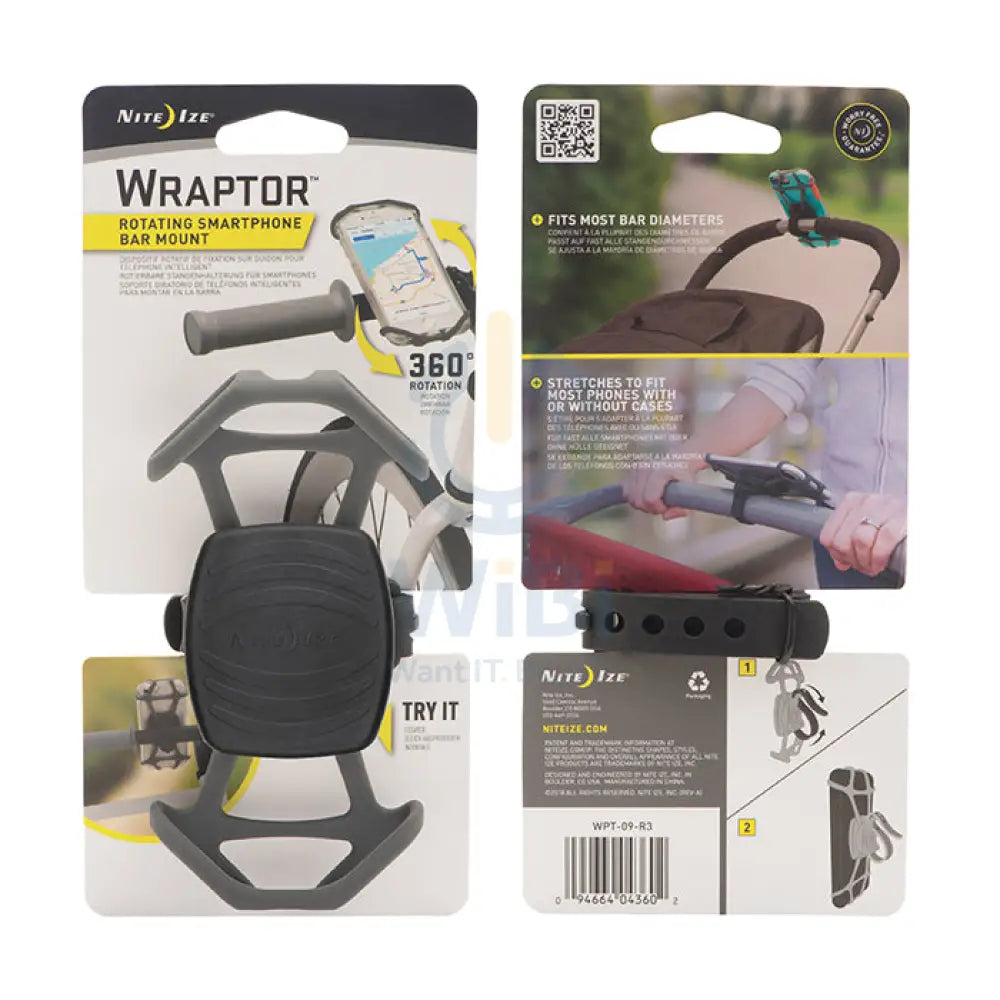 Niteize Wraptor™ Rotating Smartphone Bar Bike Mount - Black Accessories > Mobiles & Tablets > Mobiles > Mobile Holder