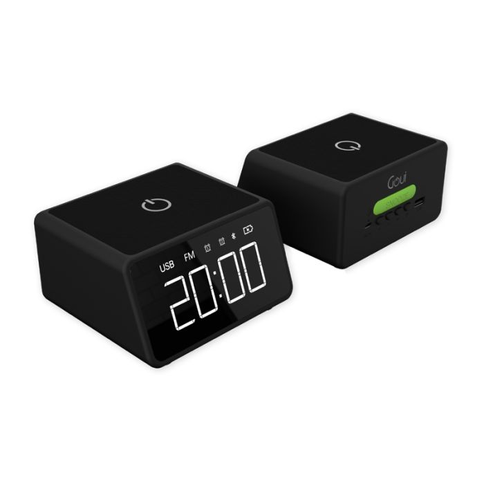 GOUI O'Clock Digital Clock with Wireless Charger and Speaker - Black