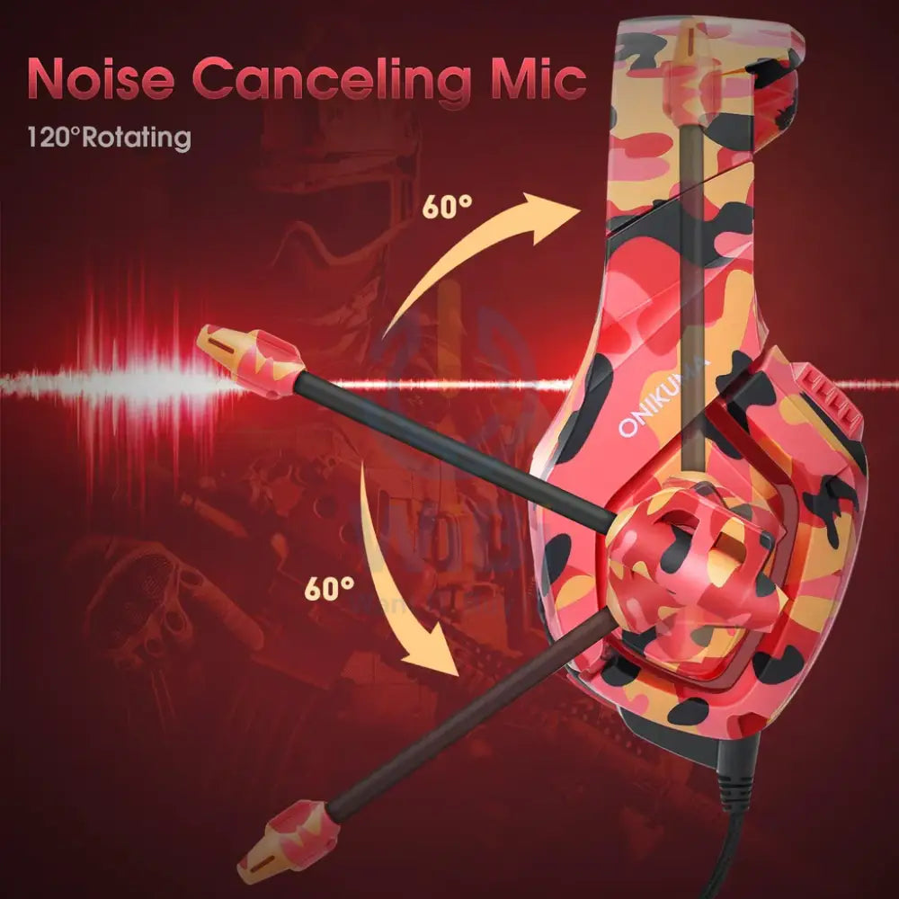 ONIKUMA-GAMING HEADSET K1 RED CAMO Accessories > Audio > Headphones > Gaming Zone