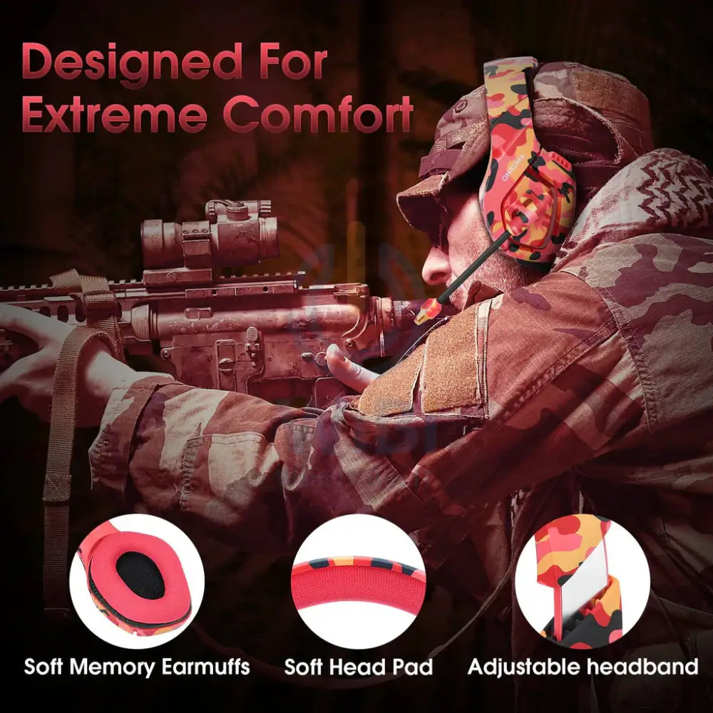 ONIKUMA-GAMING HEADSET K1 RED CAMO Accessories > Audio > Headphones > Gaming Zone