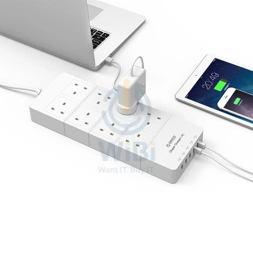 ORICO 8 AC Outlet Surge Protector with 5 USB Charging Port - White Accessories > Power > Power Protection > Surge
