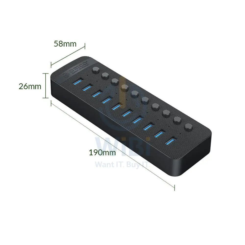 ORICO Multi-Port Hub With Individual Switches - 10-Ports / Black Accessories > USB Hub