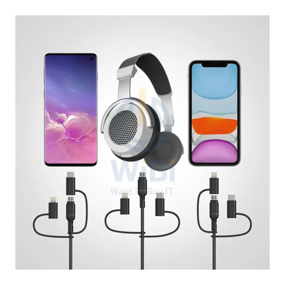 OtterBox 3-in-1 Cable - Micro USB / Lightning / USB-C / Black