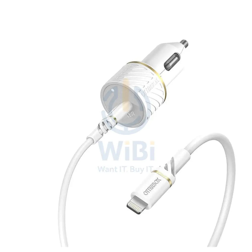 OtterBox Car Charger With USB-C To Lightning Cable - 18W / USB-C To Lightning / White