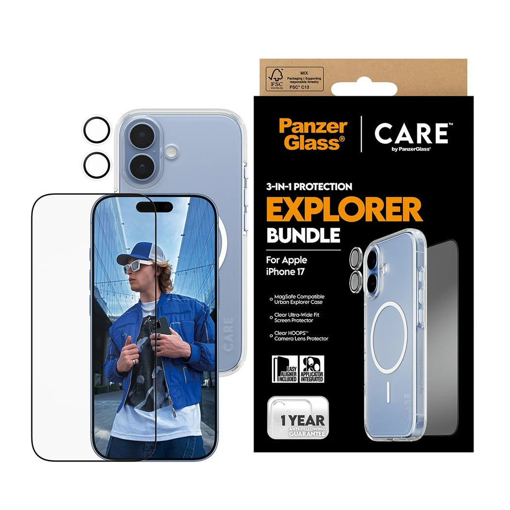 PanzerGlass® 3-in-1 Flagship Combat Bundle For iPhone 17 - Clear