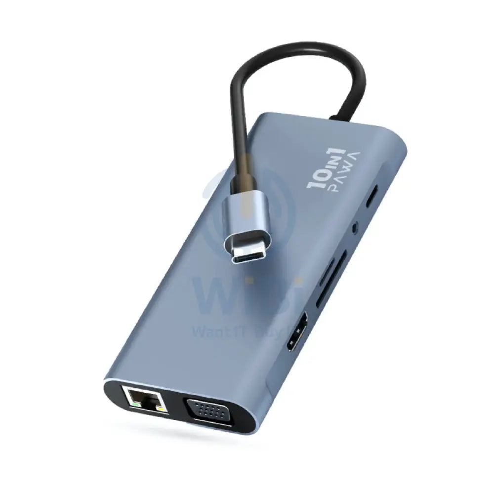 Pawa 10-in-1 USB-C HUB With 4K HDMI and VGA - Grey Accessories > USB Hub