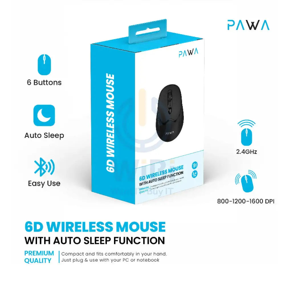 Pawa 6D Wireless Mouse - Wireless / Black Accessories > Keyboard & Mouse