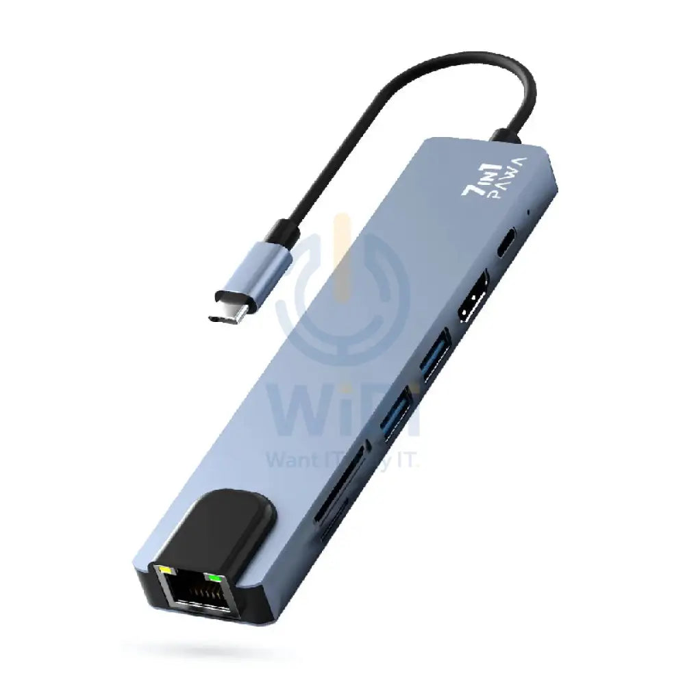 Pawa 7 in1 USB-C HUB With 4K HDMI - Grey Accessories > USB Hub