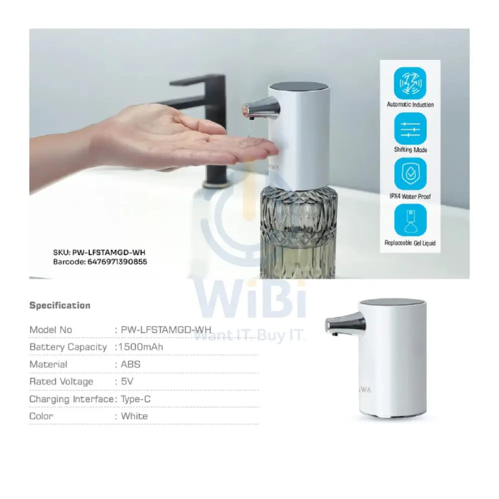 Pawa Automatic Gel Dispenser - 1500mAh / White Accessories > Smart Devices