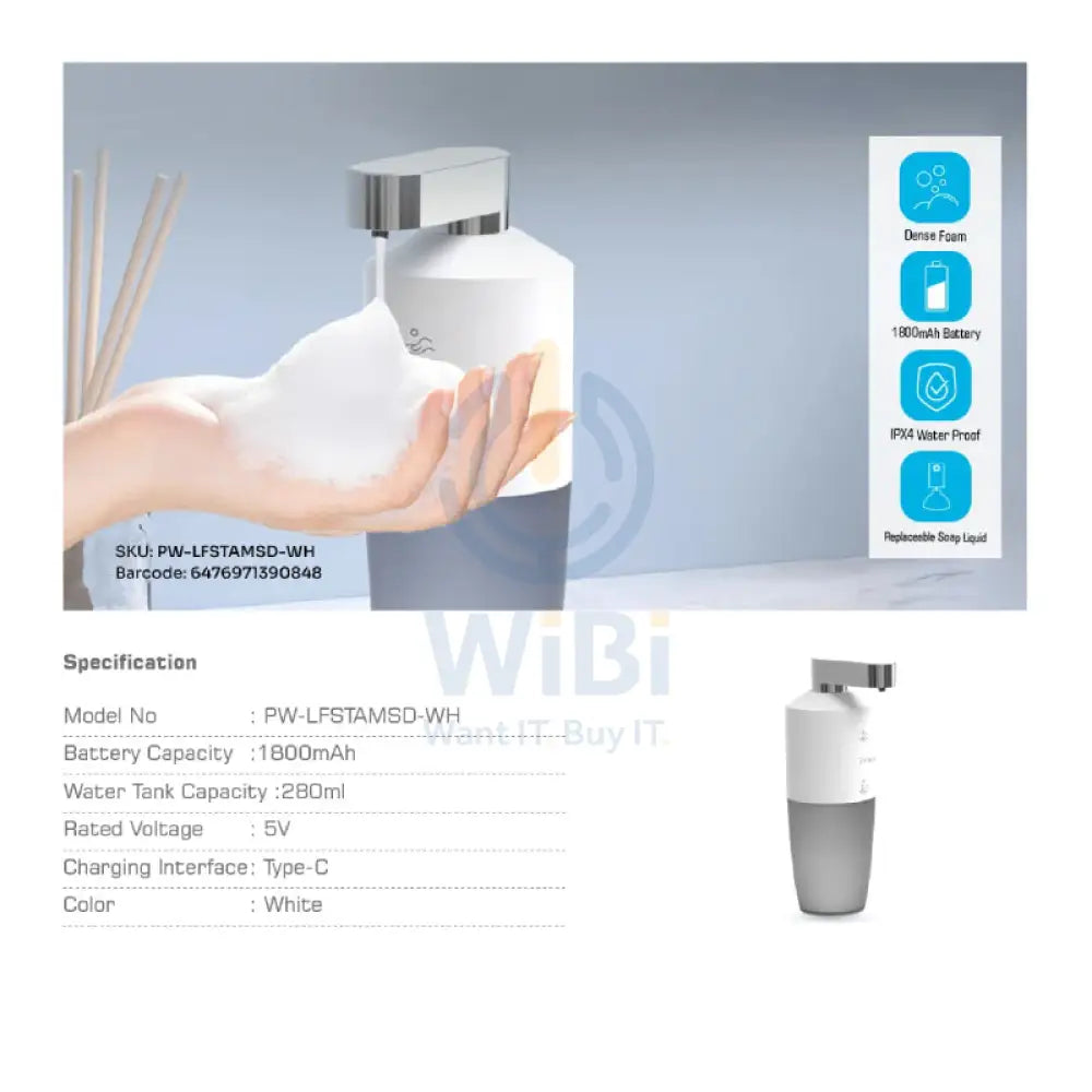 Pawa Automatic Soap Dispenser - 1800mAh / White Accessories > Smart Devices