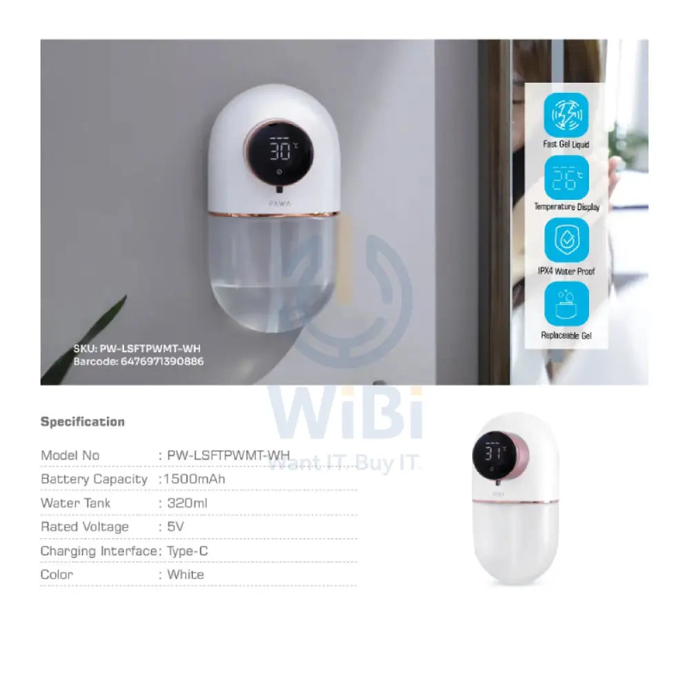 Pawa Bubble Wall Mount Automatic Dispenser - 1500mAh / White Accessories > Smart Devices