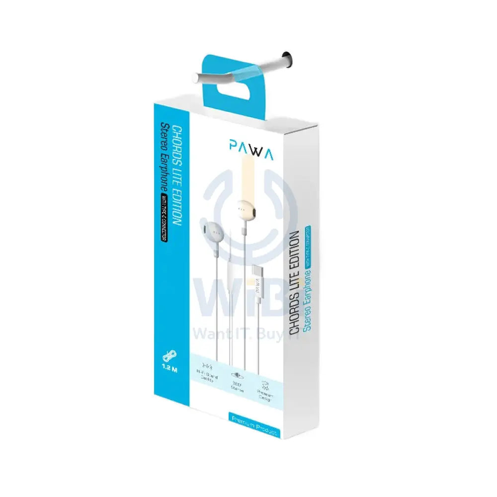 Pawa Chords Lite Edition Stereo Wired Earphone - USB-C / 1.2 Meter / White Accessories > Audio > Headphones
