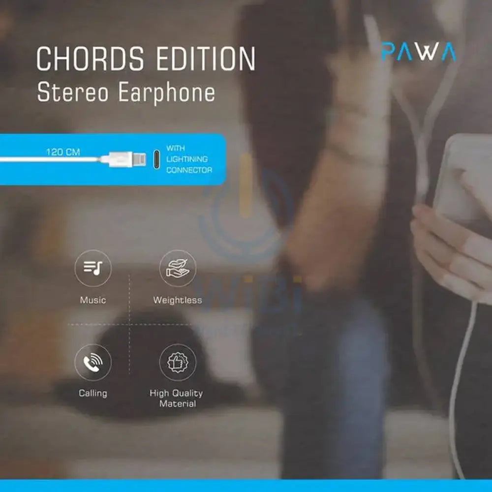 PAWA Chords Series Stereo Earphone Lightning - White Accessories > Audio > Headphones