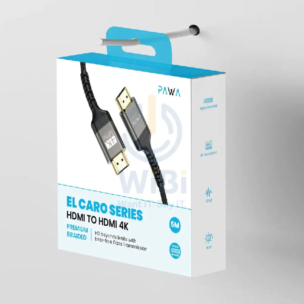 Pawa El-Caro Series Braided HDMI to HDMI 4K Cable - 5 Meter / Black Accessories > Cables & Converters > Cables