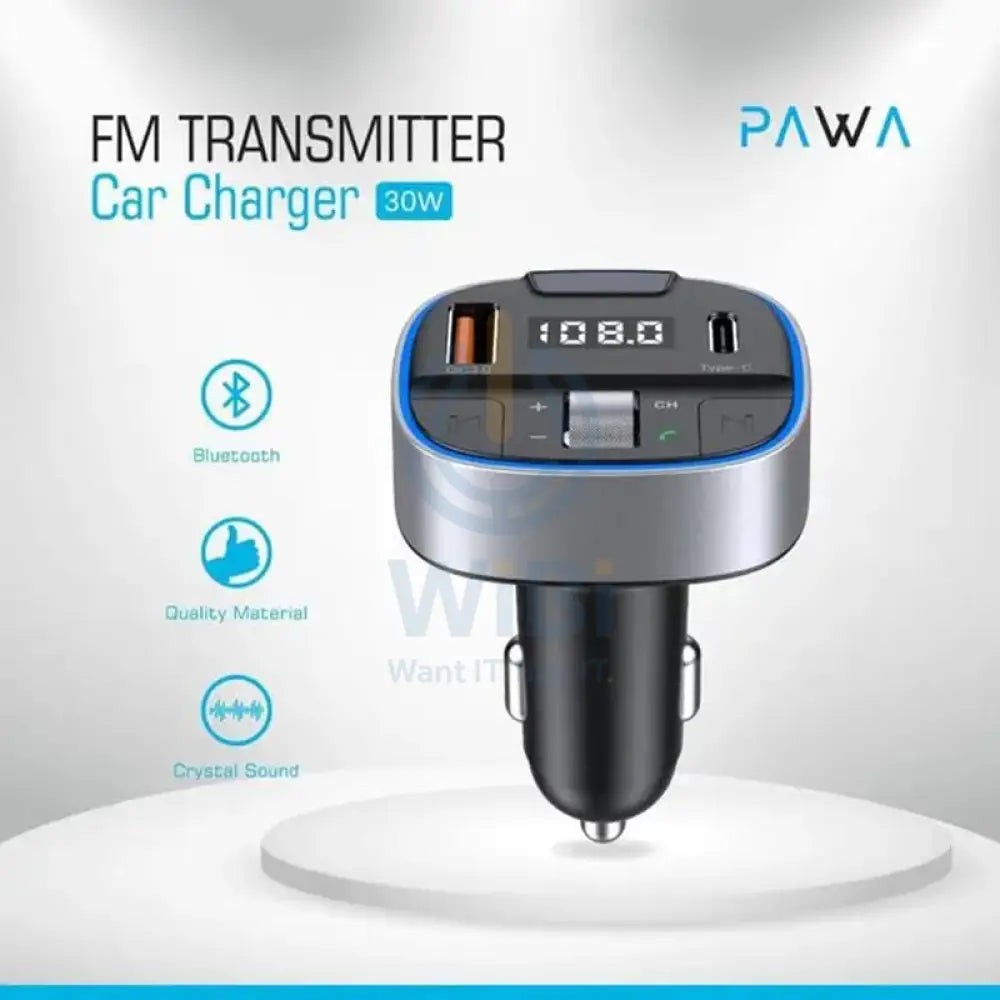 PAWA FM Transmitter Car Charger 30W - Black Accessories > Power Adapters