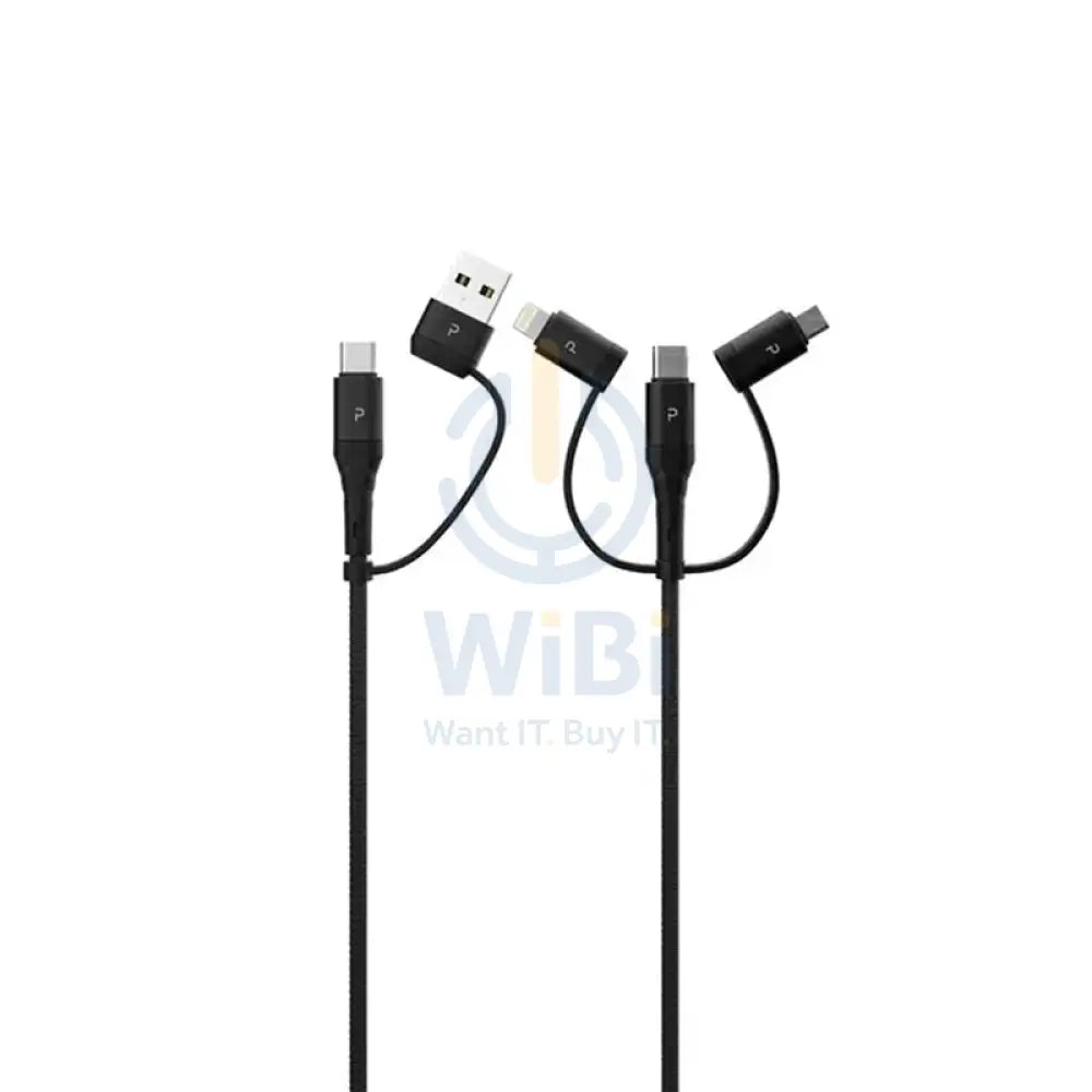 Pawa Nylon Braided 20W Data & Quick Charging All in one Cable 1.2m/4ft - Black Accessories > Cables & Converters >