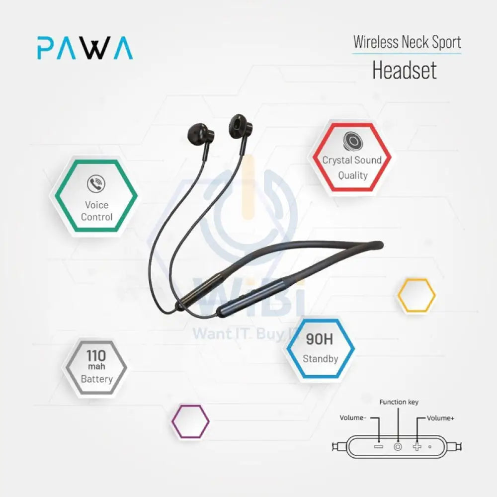 PAWA Wireless Sporty Neckband - Black Accessories > Audio > Headphones