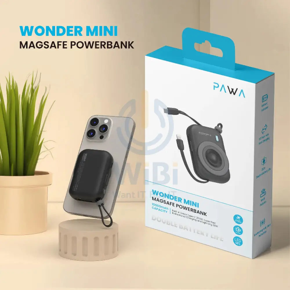 Pawa Wonder Mini Magsafe Power Bank - 22.5W / 10000mAh / Black Accessories > Power Bank