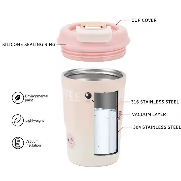 D.kadi KD7060 Vacuum Coffee Mug, Stainless Steel / 380 ml - Blue