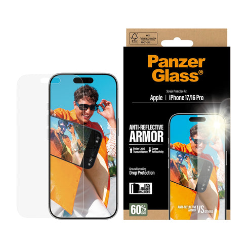 PanzerGlass Anti-Reflective w. EasyAligner Armor Screen Protector For Apple iPhone 17 - Clear