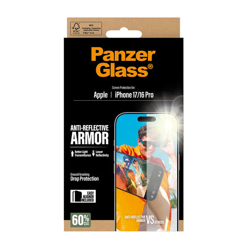 PanzerGlass Anti-Reflective w. EasyAligner Armor Screen Protector For Apple iPhone 17 - Clear