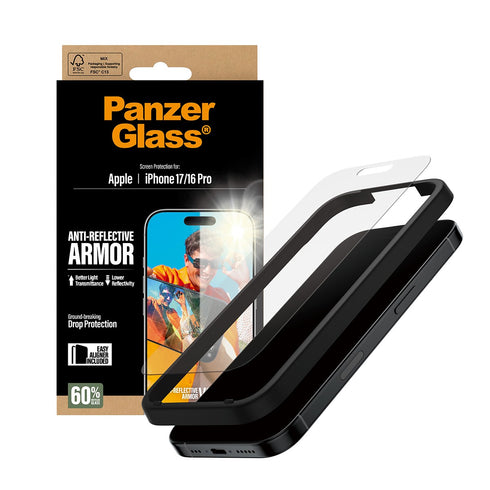PanzerGlass Anti-Reflective w. EasyAligner Armor Screen Protector For Apple iPhone 17 - Clear