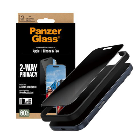 PanzerGlass 2-Way Ultra- Wide Fit w. EasyAligner Privacy Screen Protector For Apple iPhone 17 Pro - Privacy