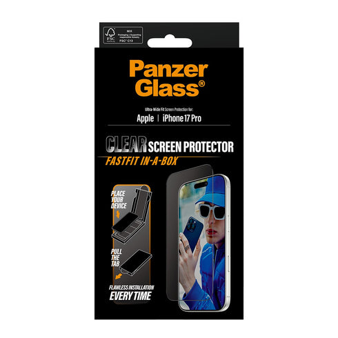 PanzerGlass® Stealth Ultra- Wide Fit Screen Protector For iPhone 17 Pro - Clear