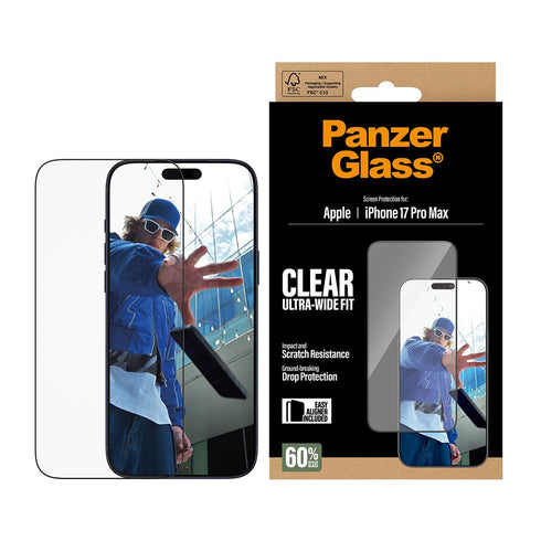 PanzerGlass® Ultra- Wide Fit EasyAligner Screen Protector For iPhone 17 Pro Max - Clear