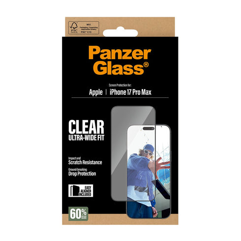 PanzerGlass® Ultra- Wide Fit EasyAligner Screen Protector For iPhone 17 Pro Max - Clear