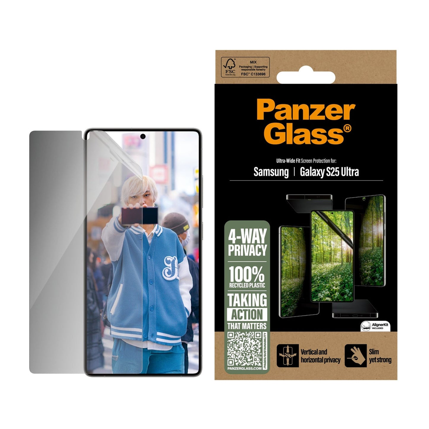 PanzerGlass MATRIX 4-way Privacy Screen Protector - for Samsung Galaxy S25 Ultra / Ultra-wide Fit