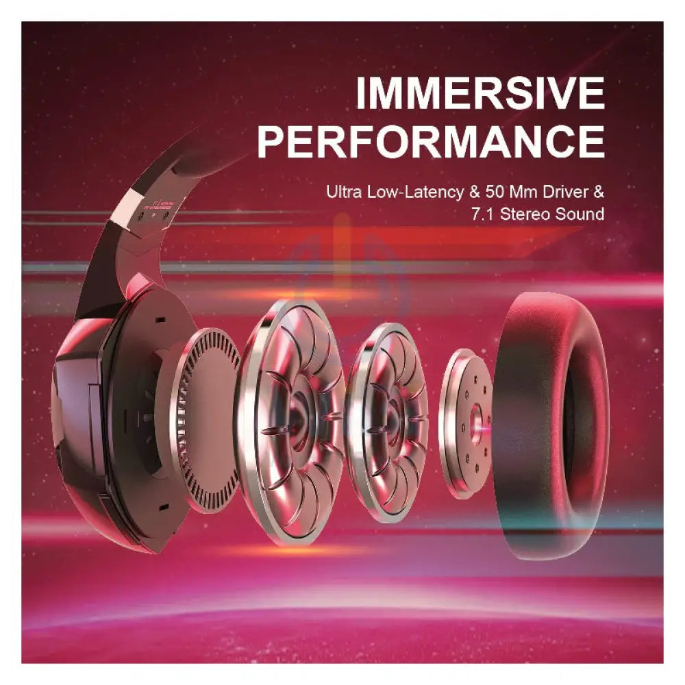 PHOINIKAS G2000BT Gaming Headphones with Adapter - Red Accessories > Audio > Headphones > Gaming Zone