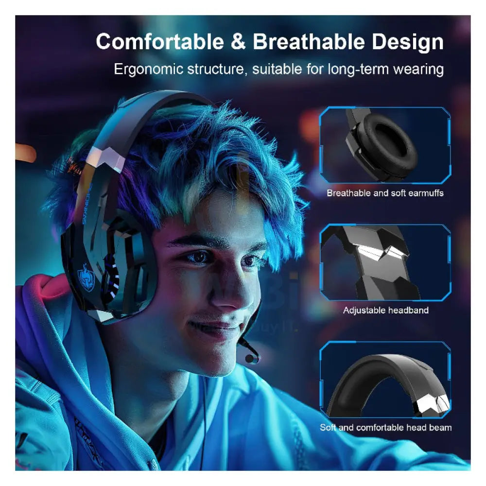 PHOINIKAS G9000 MAX Gaming Headphone - Black/Blue Accessories > Audio > Headphones > Gaming Zone