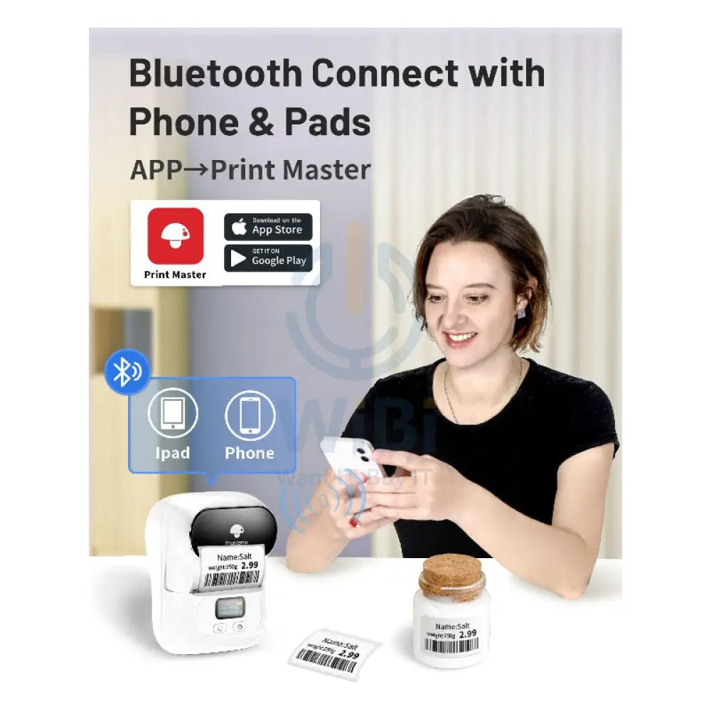 Phomemo M110 Bluetooth Portable Thermal Business Label Maker - 203dpi / 1500mAh / White Accessories > Printers &