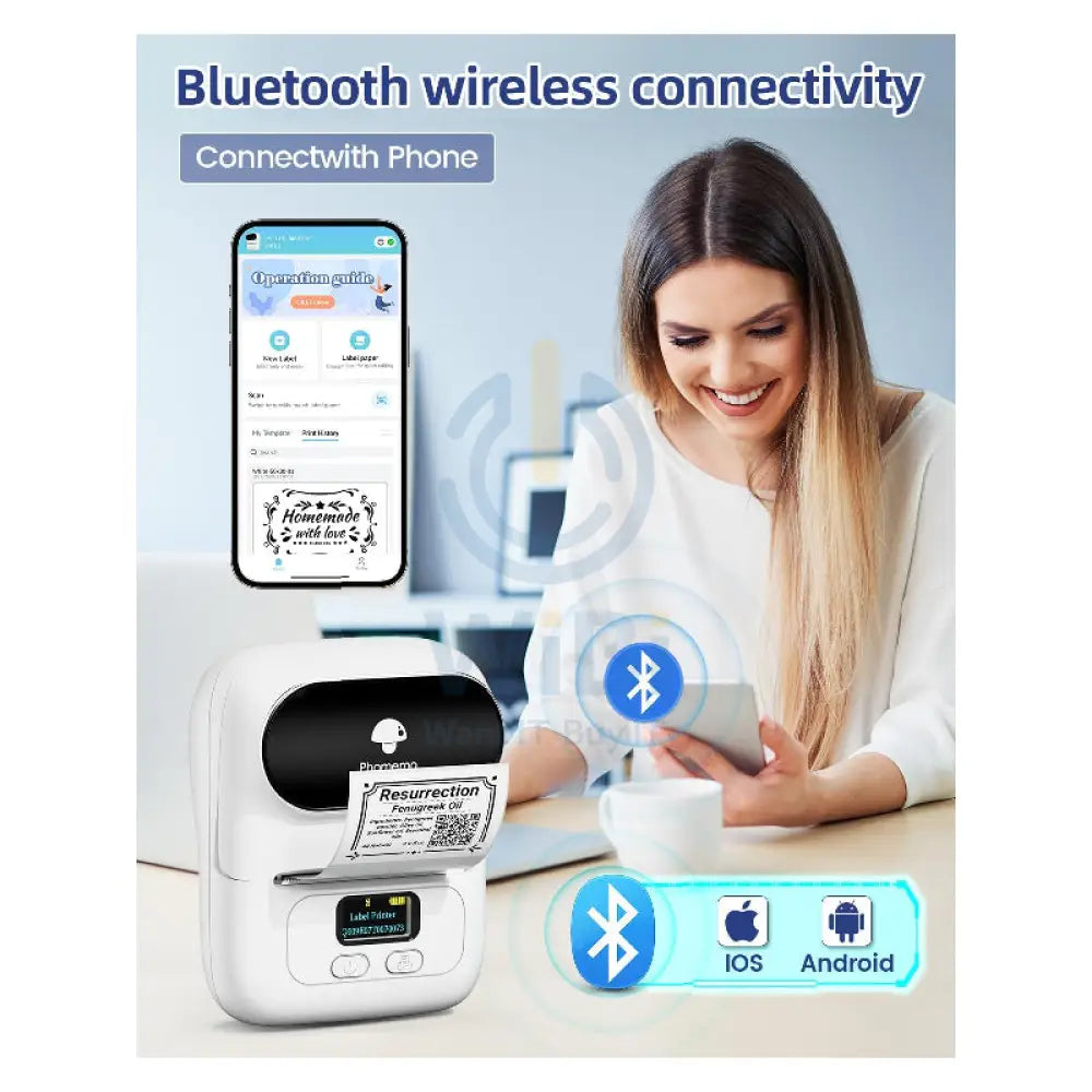 Phomemo M110 Bluetooth Portable Thermal Business Label Maker - 203dpi / 1500mAh / White Accessories > Printers &
