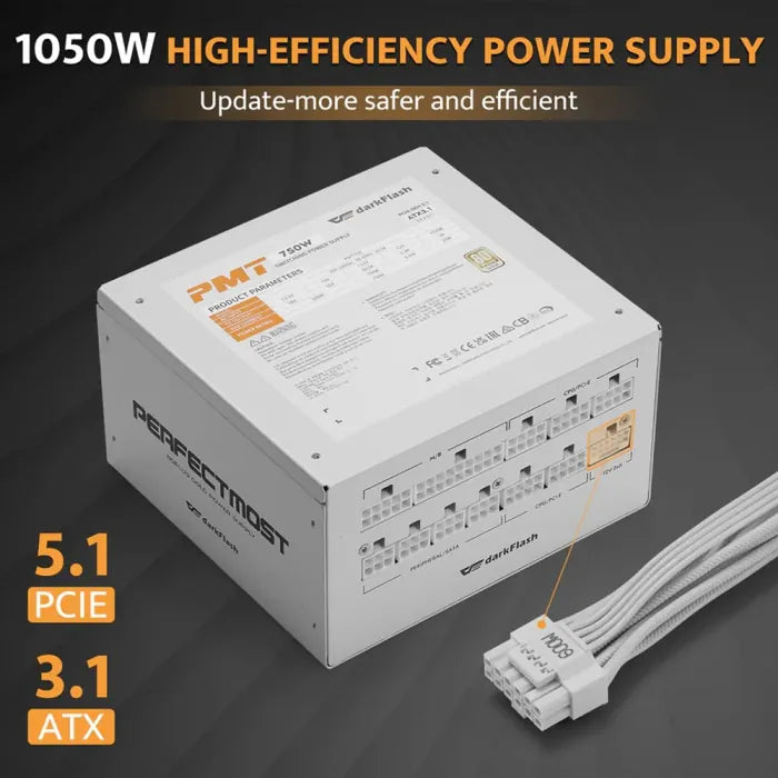 Darkflash PMT1050 Gold Modular Power Supply - 1050W / White