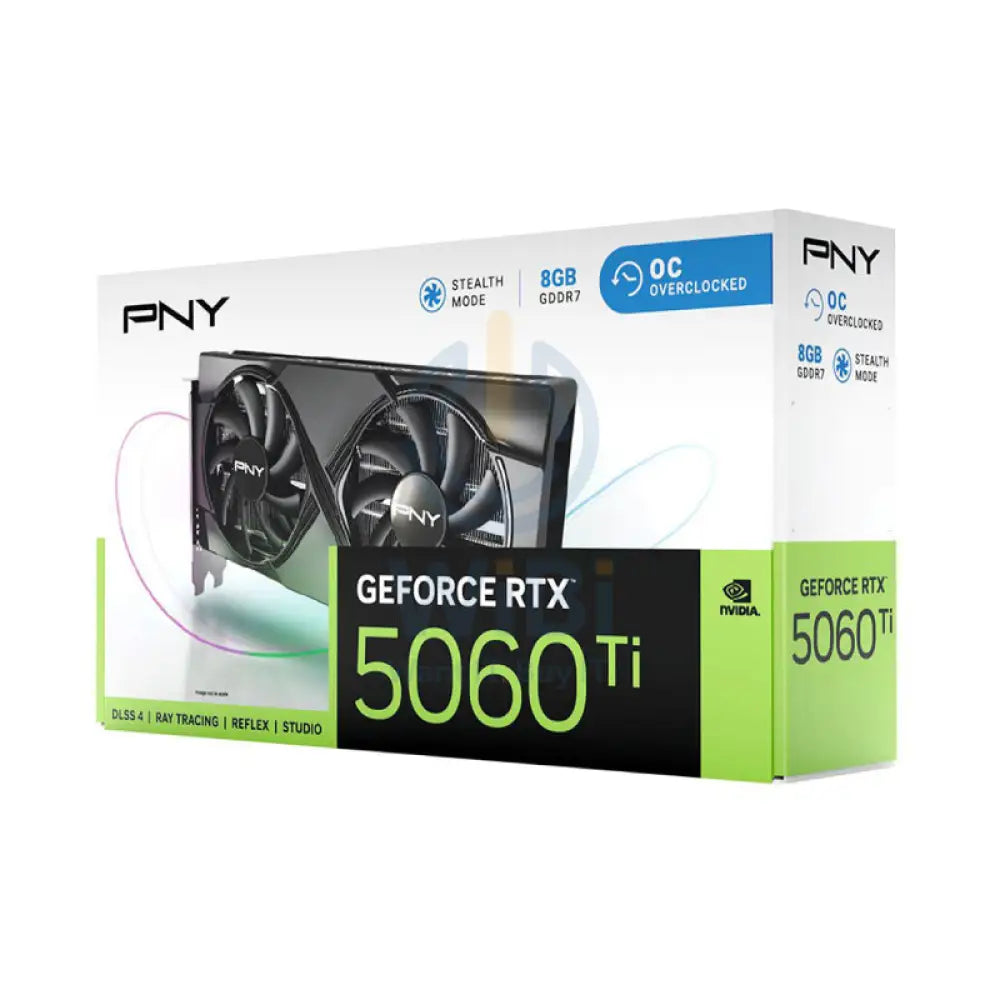 PNY NVIDIA GeForce RTX 5060 Ti 8GB OC Dual Fan Graphics Card - 8GB / GDDR7 / 128-bit / PCIe 5.0 / DisplayPort 2.1