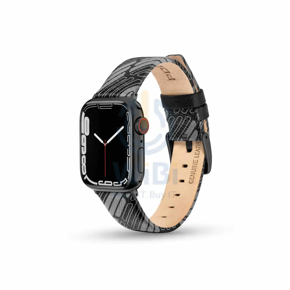 Police Mono Apple Watch 38/40/41mm Smart Watch 20mm Leather Strap - Black Accessories > Smart Watches